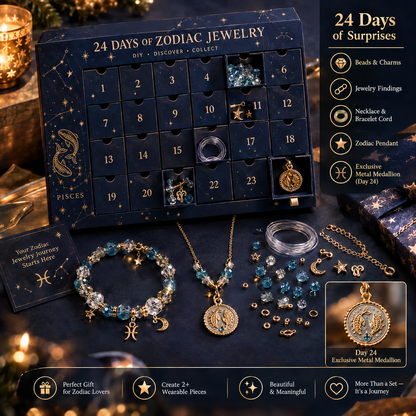 50% OFF | ✨ 24 Days Zodiac DIY Jewelry Advent Calendar – 24 Days of Beads & Charms 🌟