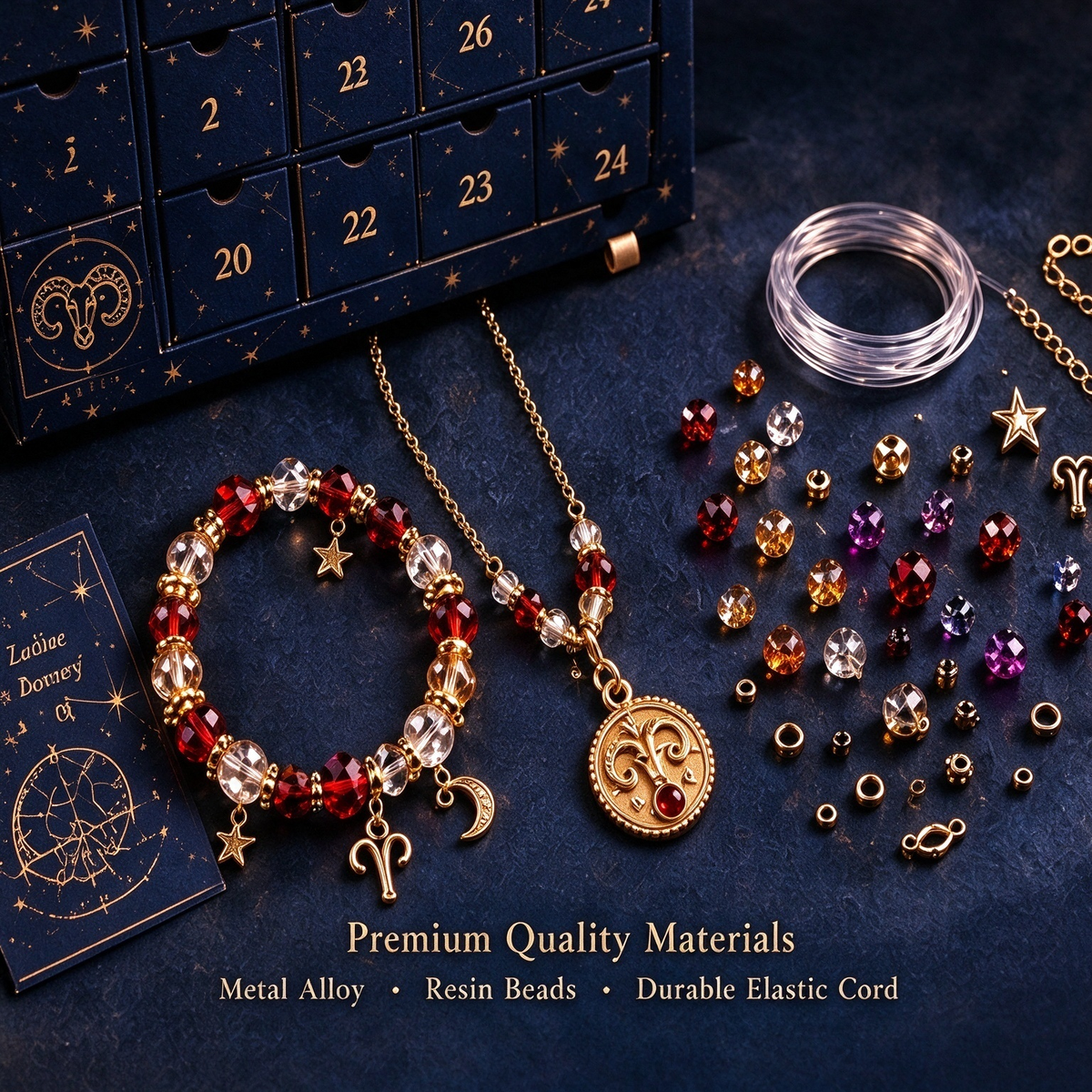 50% OFF | ✨ 24 Days Zodiac DIY Jewelry Advent Calendar – 24 Days of Beads & Charms 🌟
