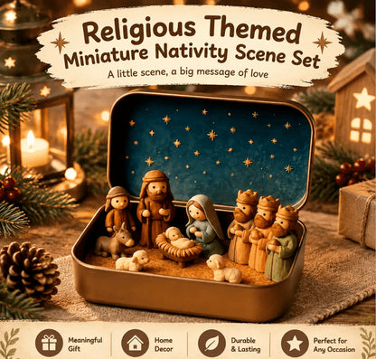 🔥Last Day 50% OFF - ✝️Religious Pocket-Size Mini Nativity Scene Set with Storage Box